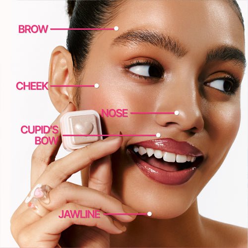 Milk highlighter Korean model wearing makeup glowing face - Overrated Korean Beauty & More