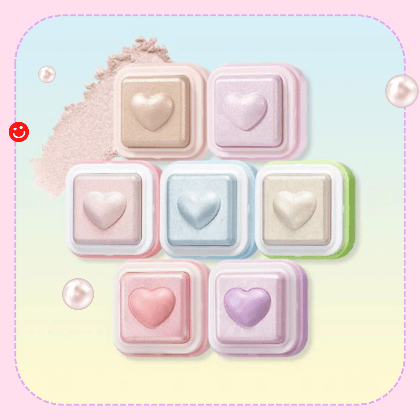 Milk highlighter Korean makeup heart shaped shimmer powder - Overrated Korean Beauty & More