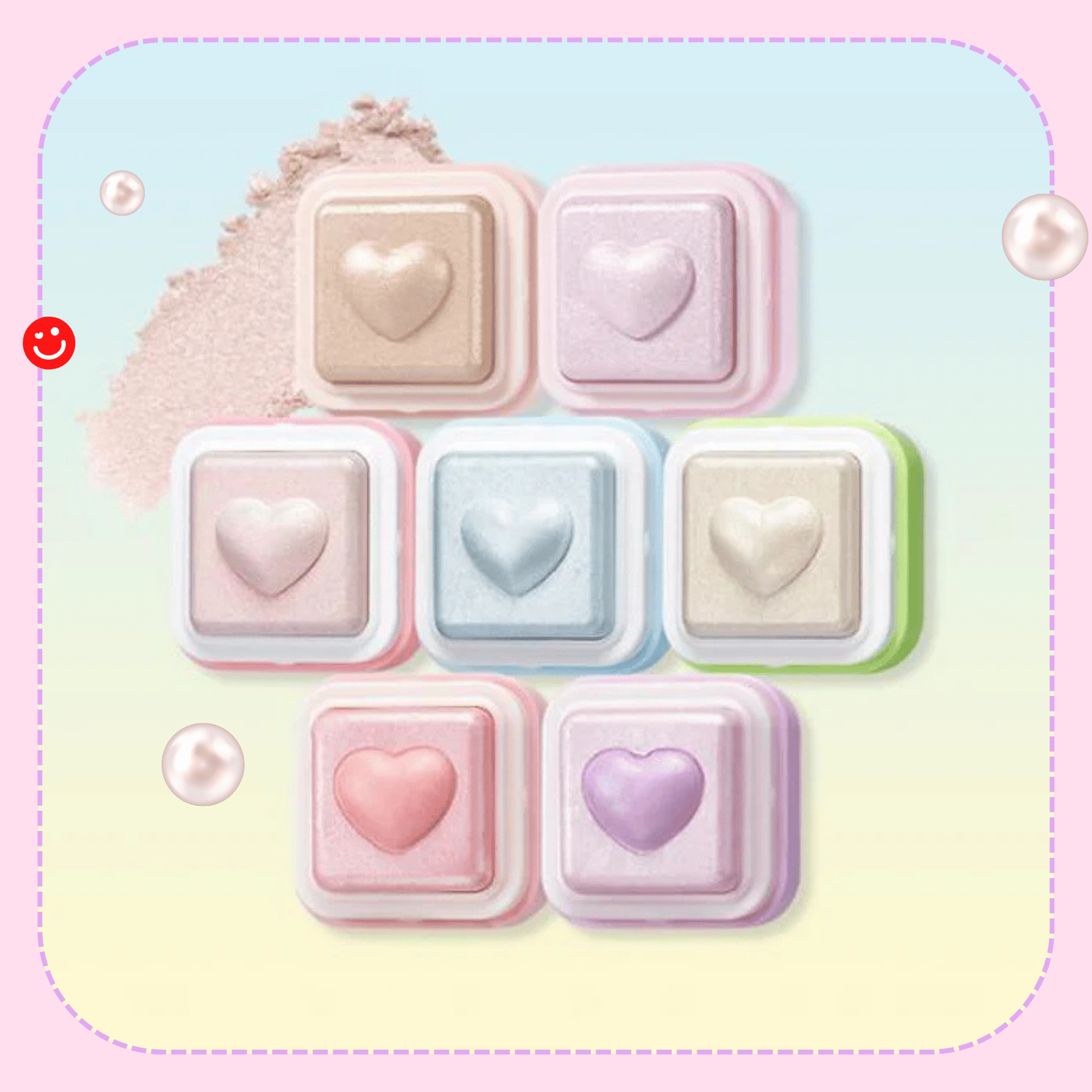 Milk highlighter Korean makeup heart shaped shimmer powder - Overrated Korean Beauty & More