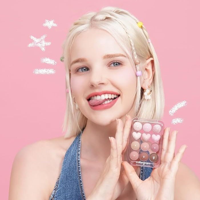 Colorgram eyeshadow palette model wearing K-beauty eye look - Overrated Korean Beauty & More