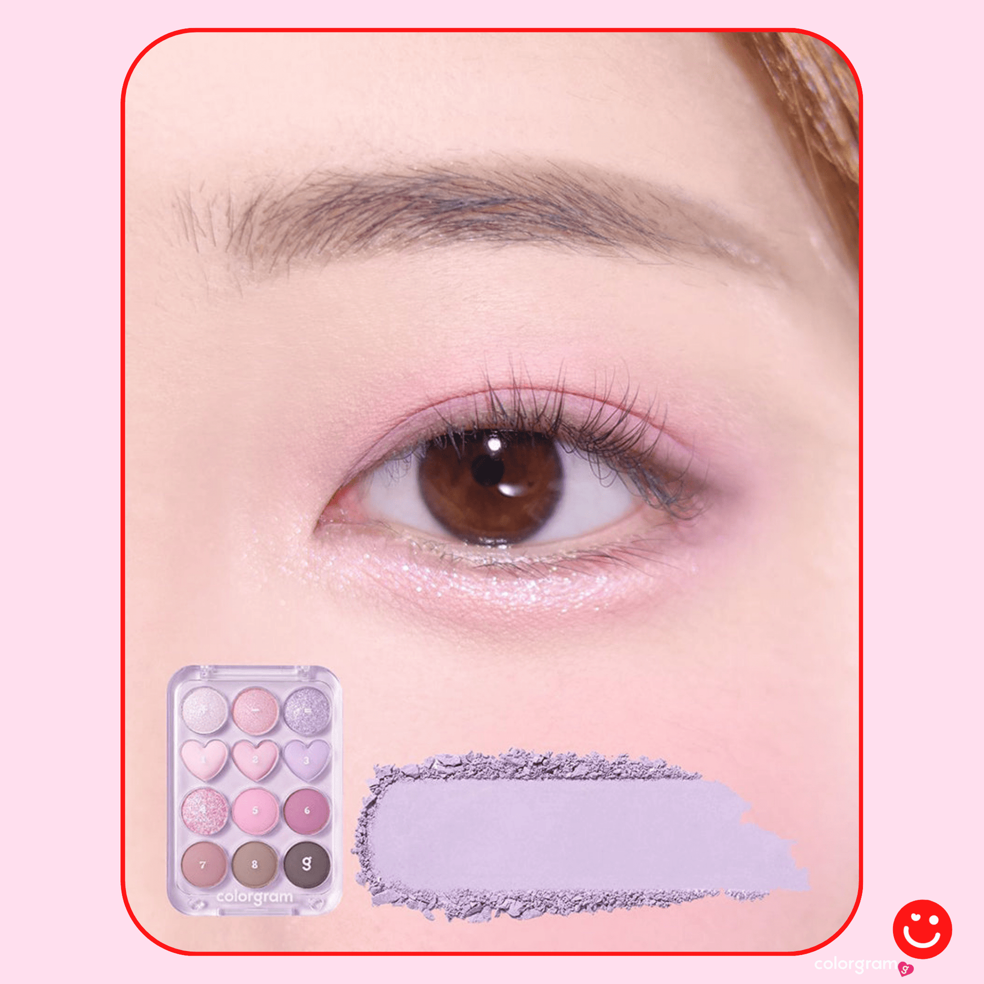 Colorgram eyeshadow palette cool tone lavender pink shades - Overrated Korean Beauty & More