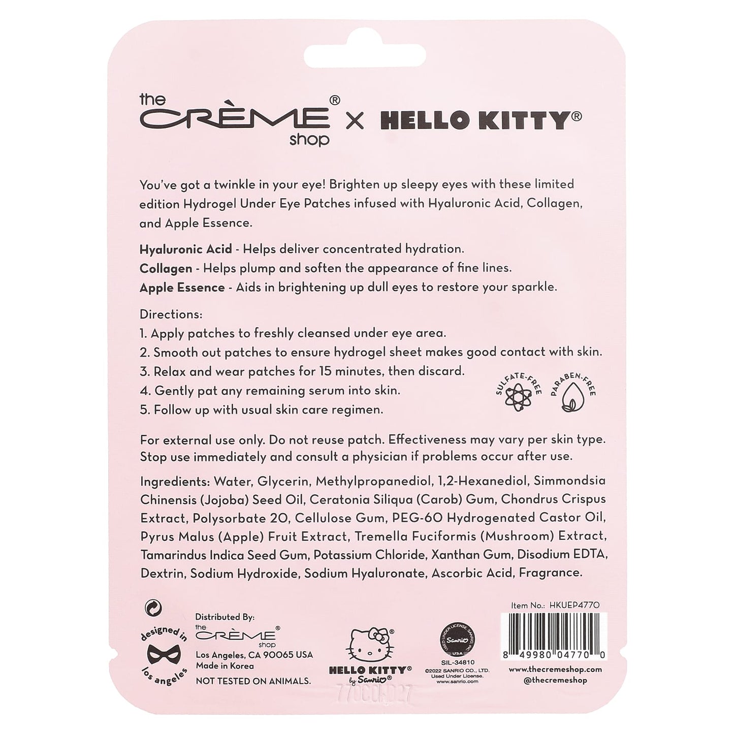Creme Shop X Hello Kitty Apple Of My Eye Brightening Hydrogel Under Eye Patches - OVERRATED