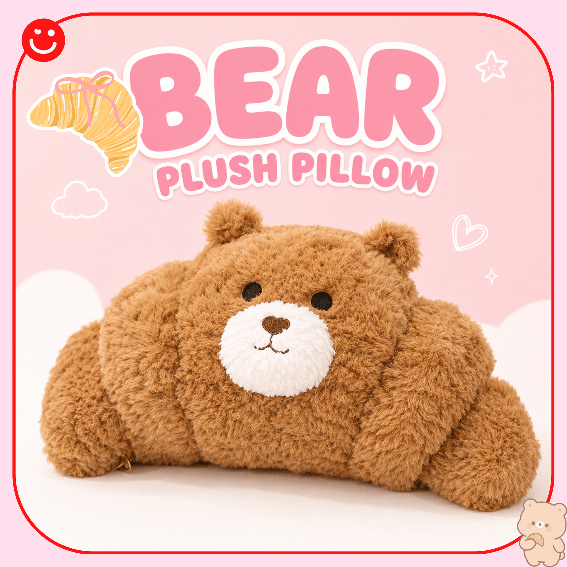 Croissant Bear Plush Pillow - OVERRATED