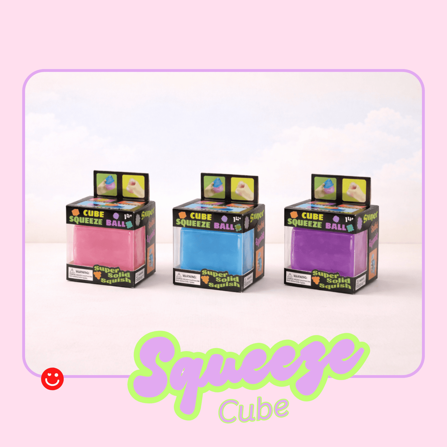 kawaii sensory toy squishy cube ball pink translucent - Overrated Korean Beauty & More