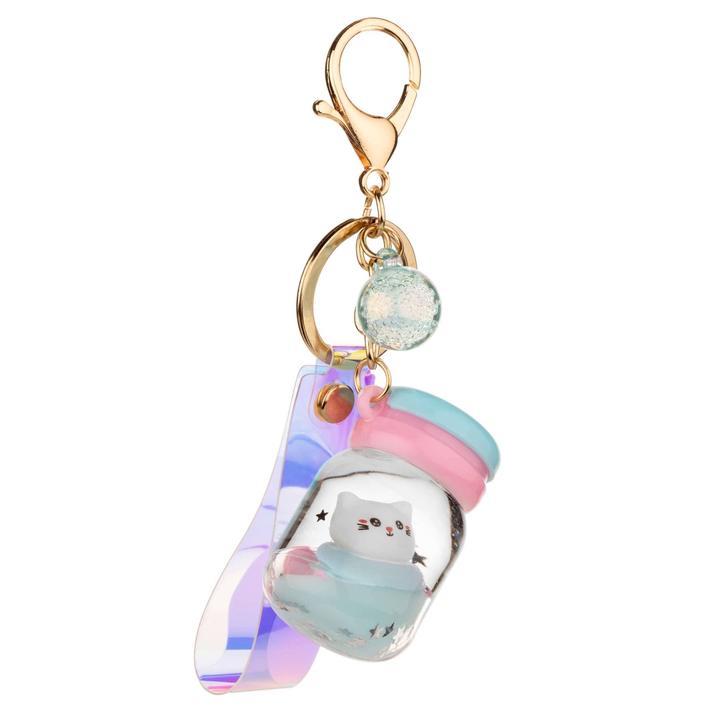 KIRA KIRA Blue Slimey Kawaii Cat Liquid Effect Sensory Keychain🩵