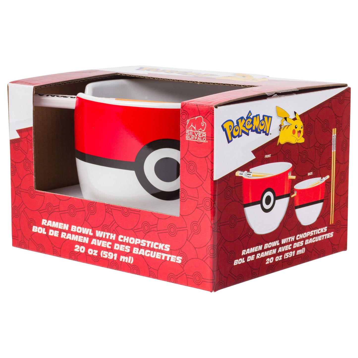 Pokemon Pokeball Ceramic Ramen Bowl With Chopsticks