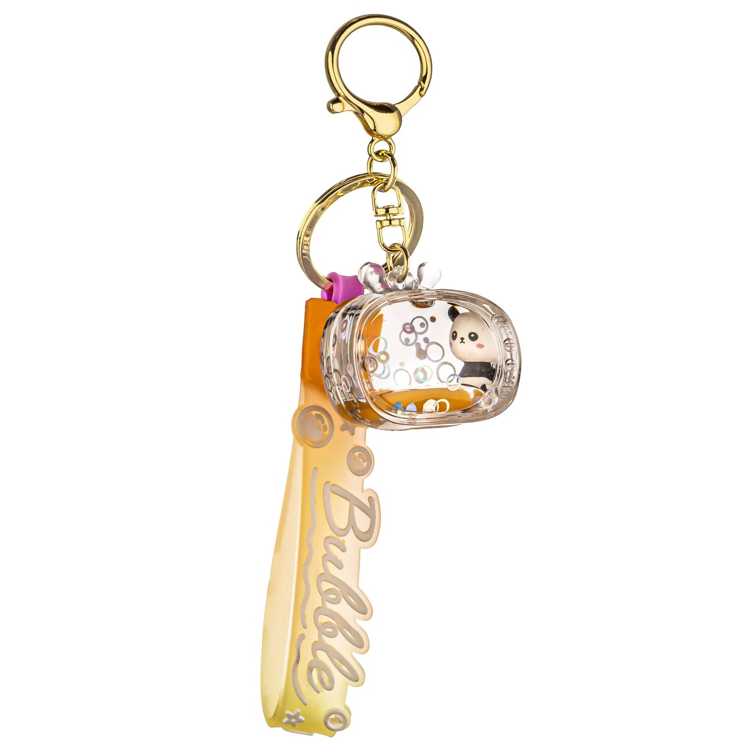 KIRA KIRA Cute Panda Cartoon Orange TV Liquid Effort Sensory Keychain🧡