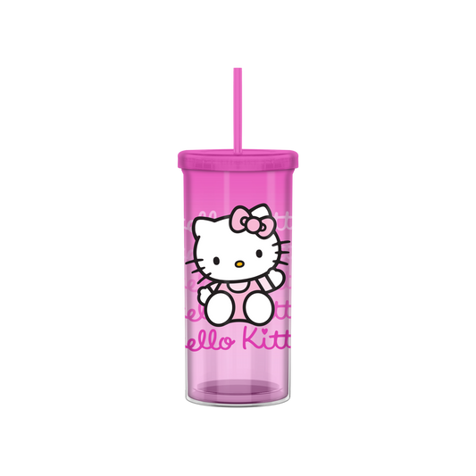 Hello Kitty Gradient 20oz Plastic Tall Cold Cup w/Lid &Straw