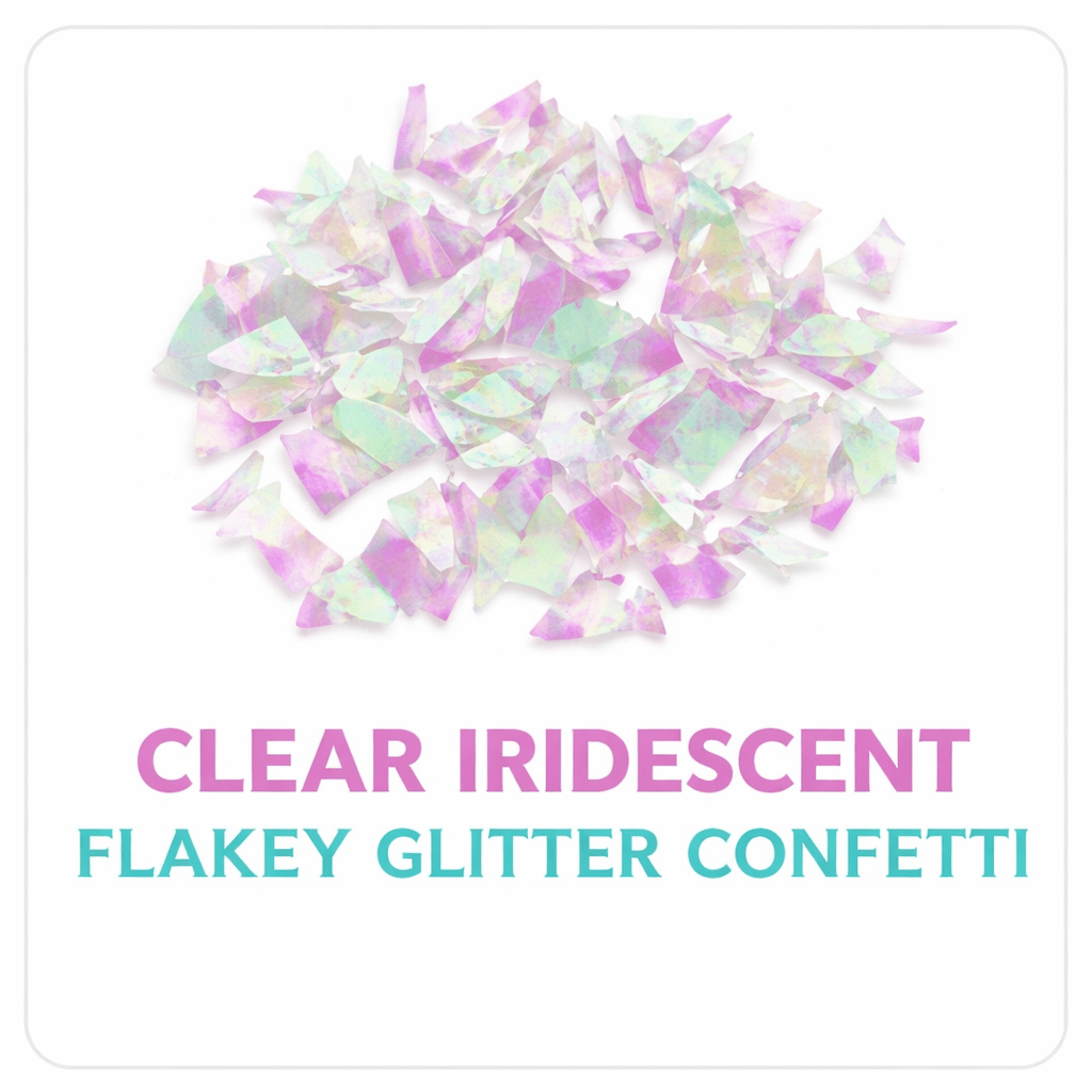 Clear iridescent flaky glitter confetti DIY slime toppings - Overrated Korean Beauty & More