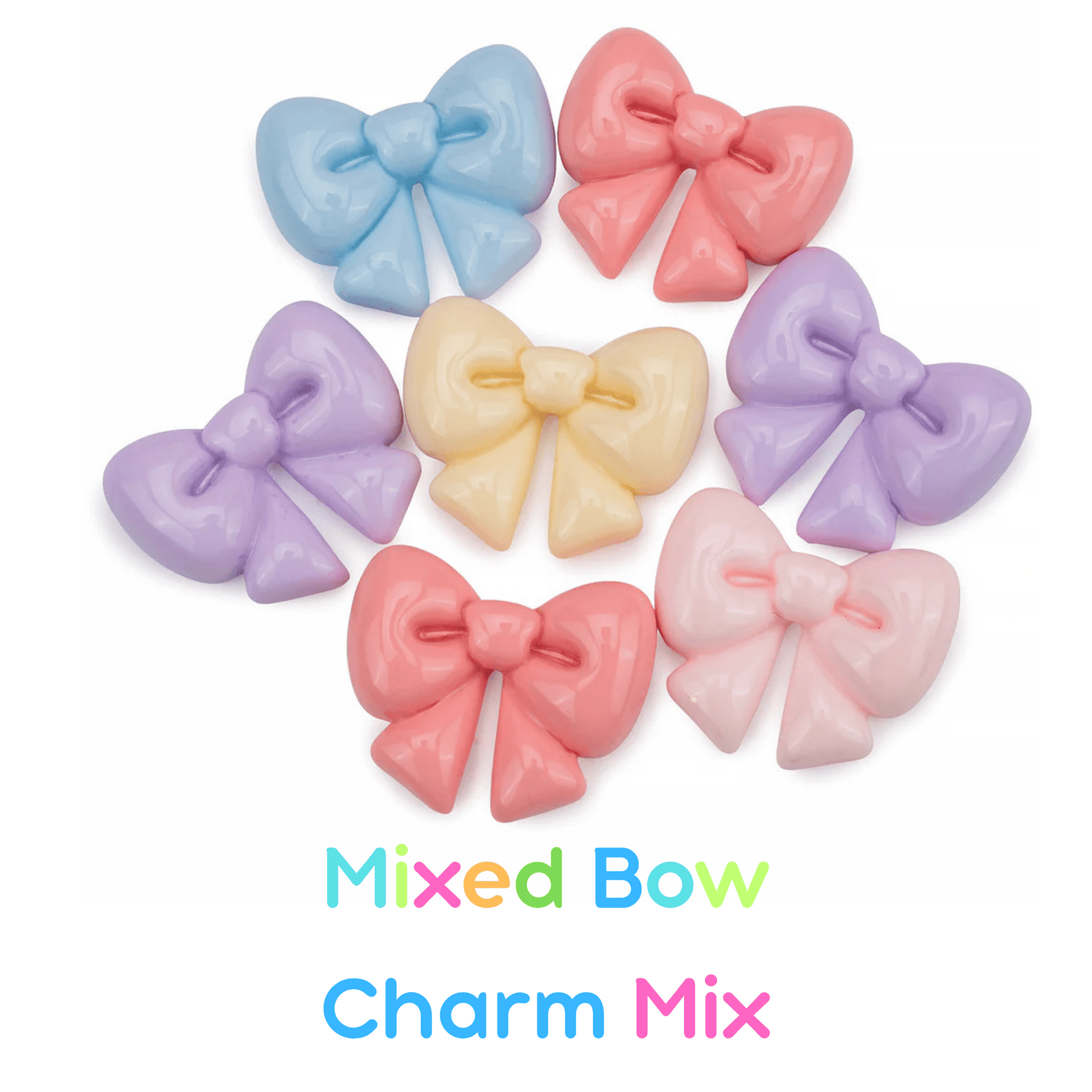 Heart bow charm mix DIY slime toppings cute pink crafting pieces - Overrated Korean Beauty & More