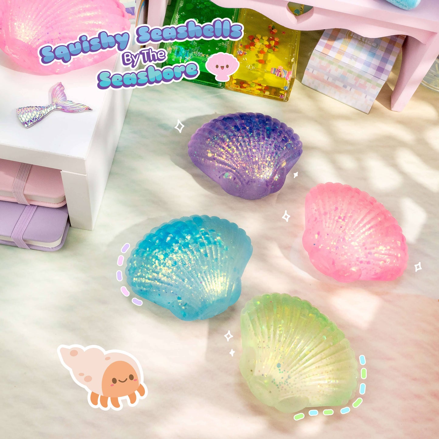 Kawaii Slime Co. Squishy Sensory Seashells By The Seashore