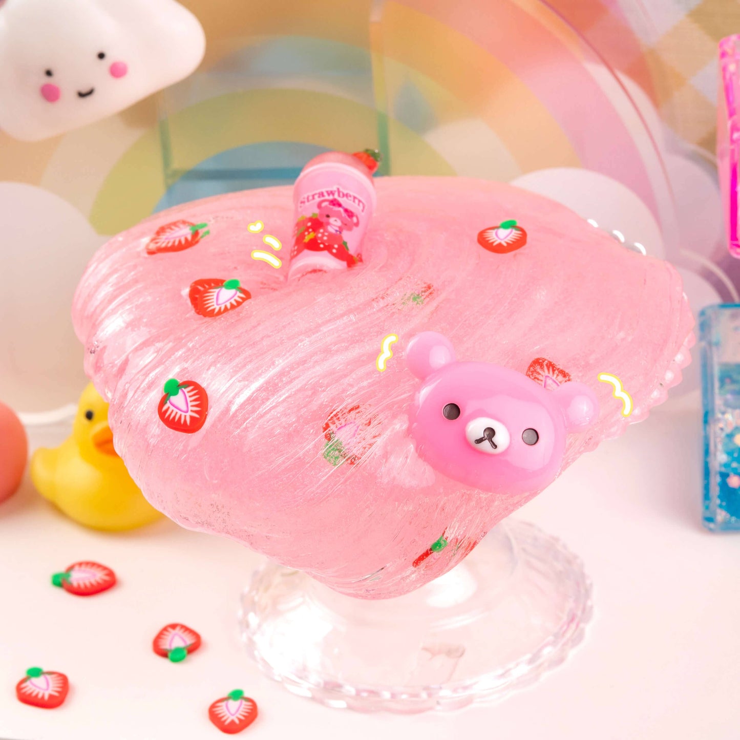 Kawaii slime Co. Straw-Bearry Putty Clear Slime