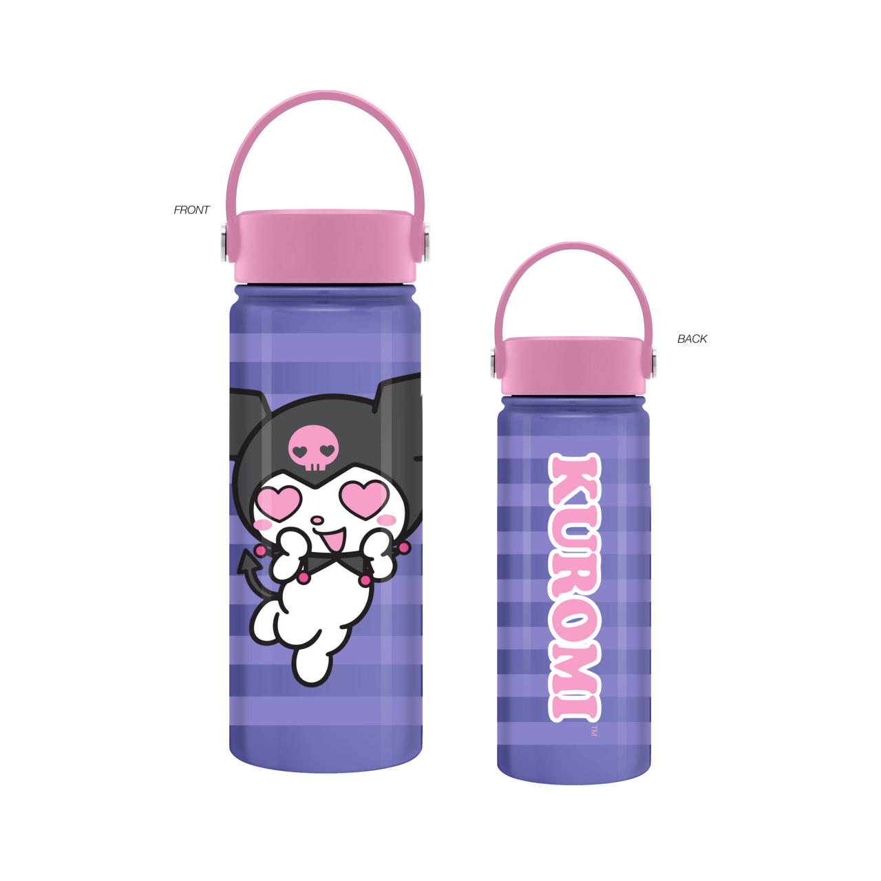 Kuromi Heart Eyes Purple Stripes V2 20oz SS Water Bottle