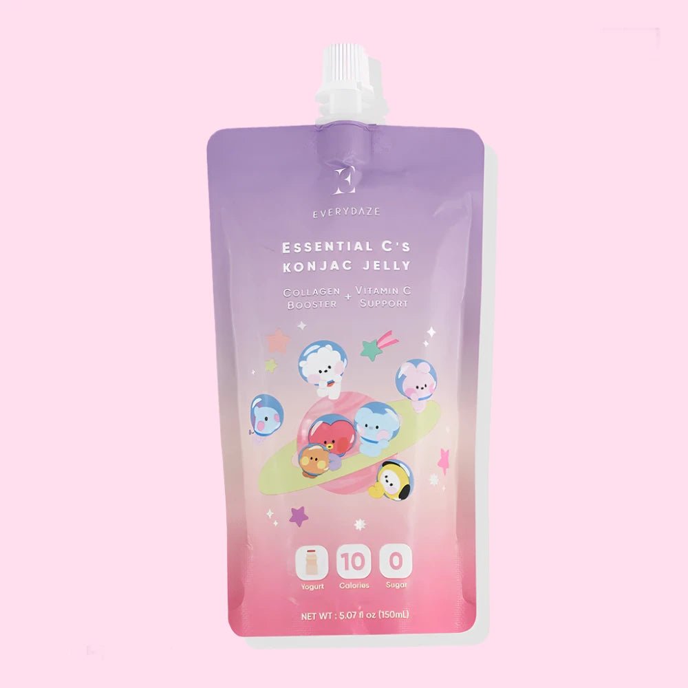 EVERYDAZE BT21 konjac jelly yogurt flavor bottle front - Overrated Korean Beauty & More