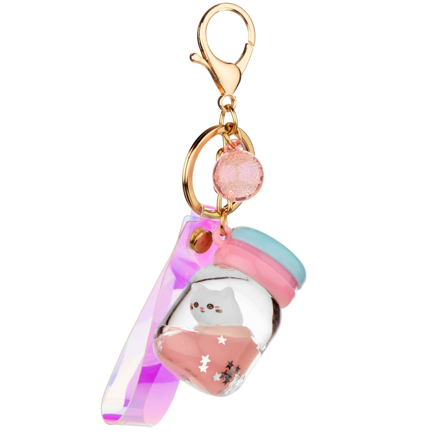 KIRA KIRA Pink Slimey Cat Liquid Effect Sensory Keychain Slime Cat