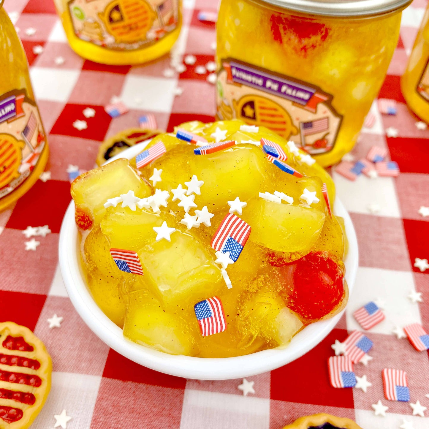 Grandma’s Kawaii Patriotic Pie Filling Jelly Cube Slime