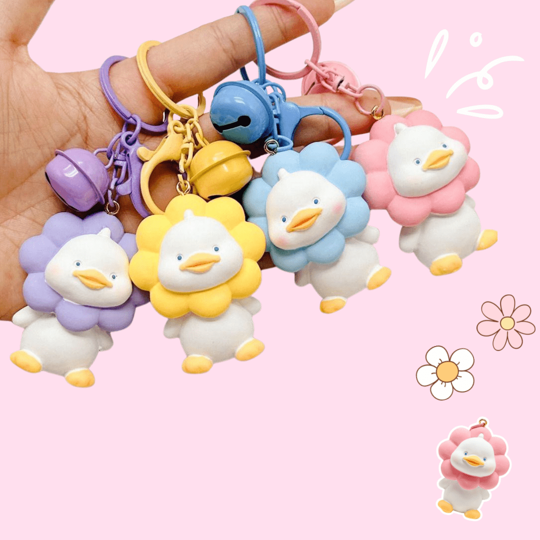 Flower Duck 3D Silicone Key Chain - OVERRATED