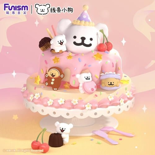 Funism blind box Maltese puppy pink accessories group shot - Overrated Korean Beauty & More