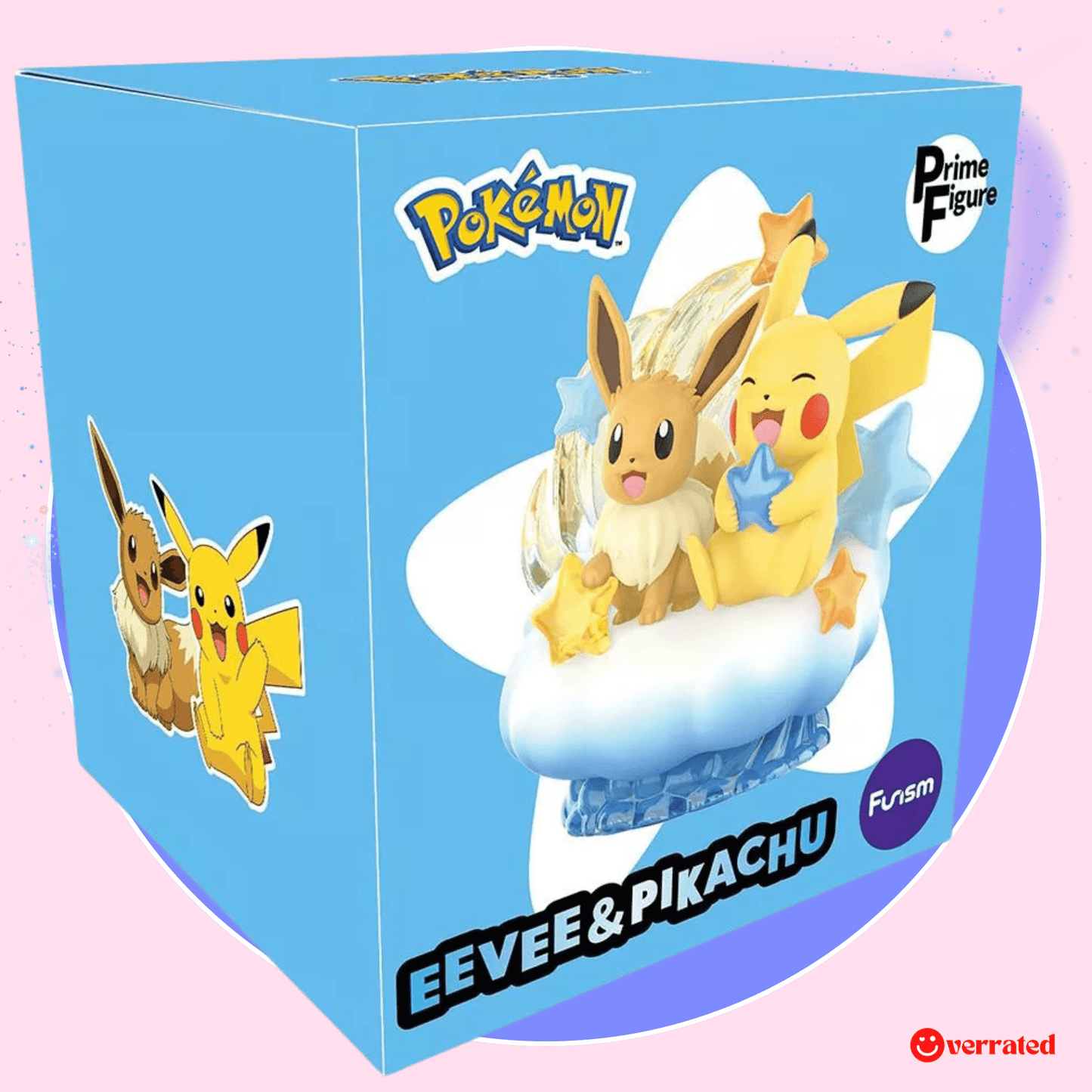 Funism Pokemon figure side view Pikachu and Eevee sitting on star cloud nebula - Overrated Korean Beauty & More