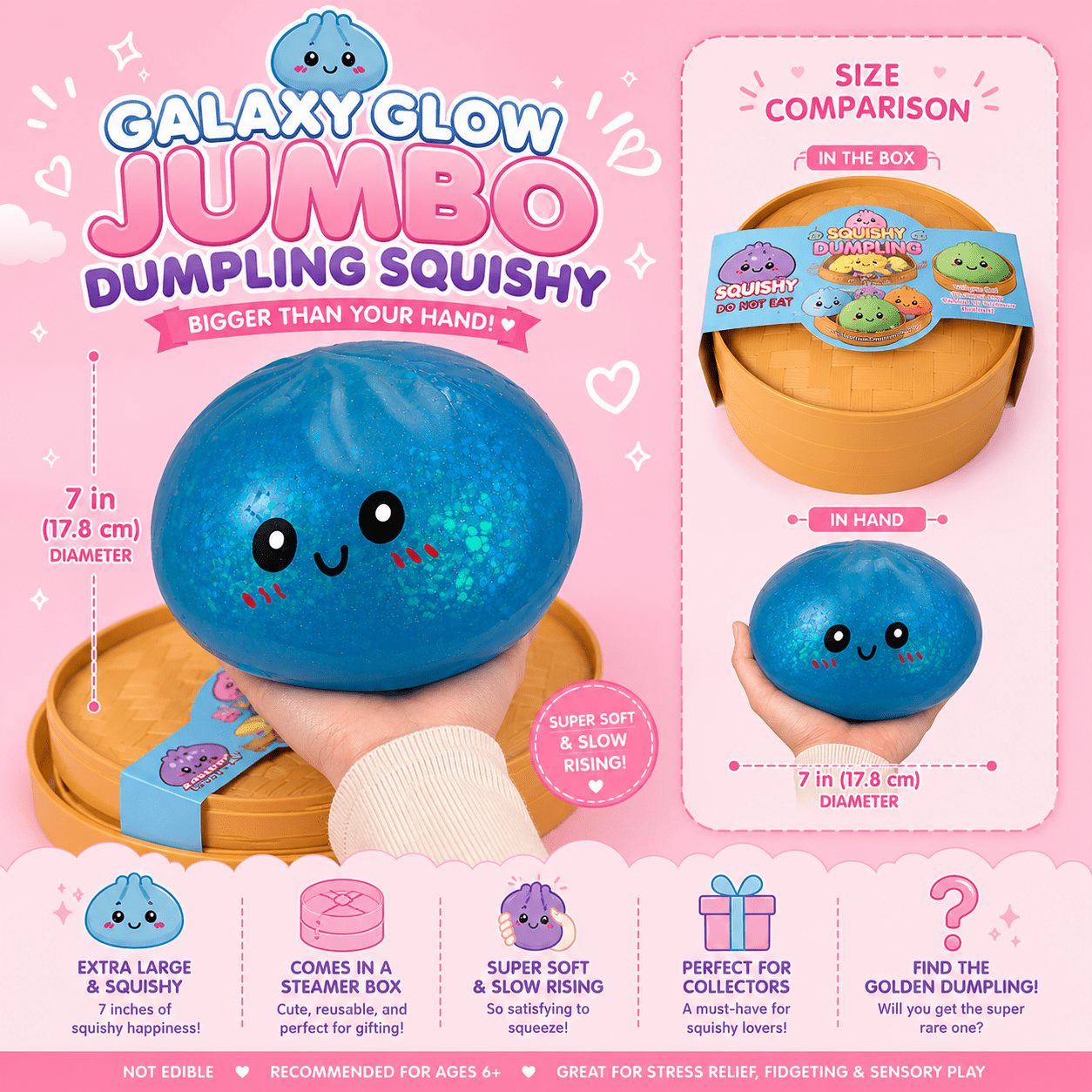 Galaxy Glow Jumbo Dumpling Squishy - OVERRATED