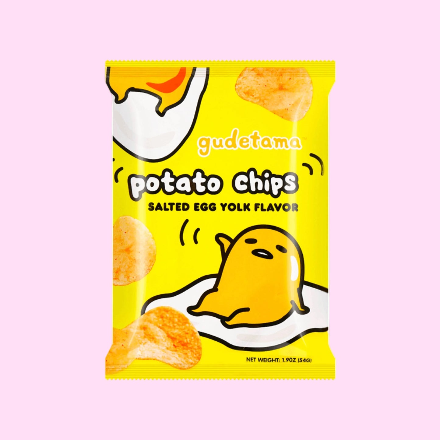Salted egg yolk chips Gudetama pack front view - Overrated Korean Beauty & More