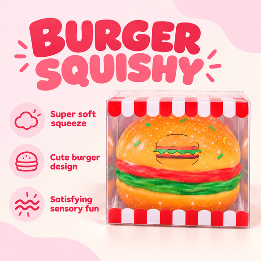 Hamburger Squishy Toy – Kawaii Burger Sensory Toy - OVERRATED