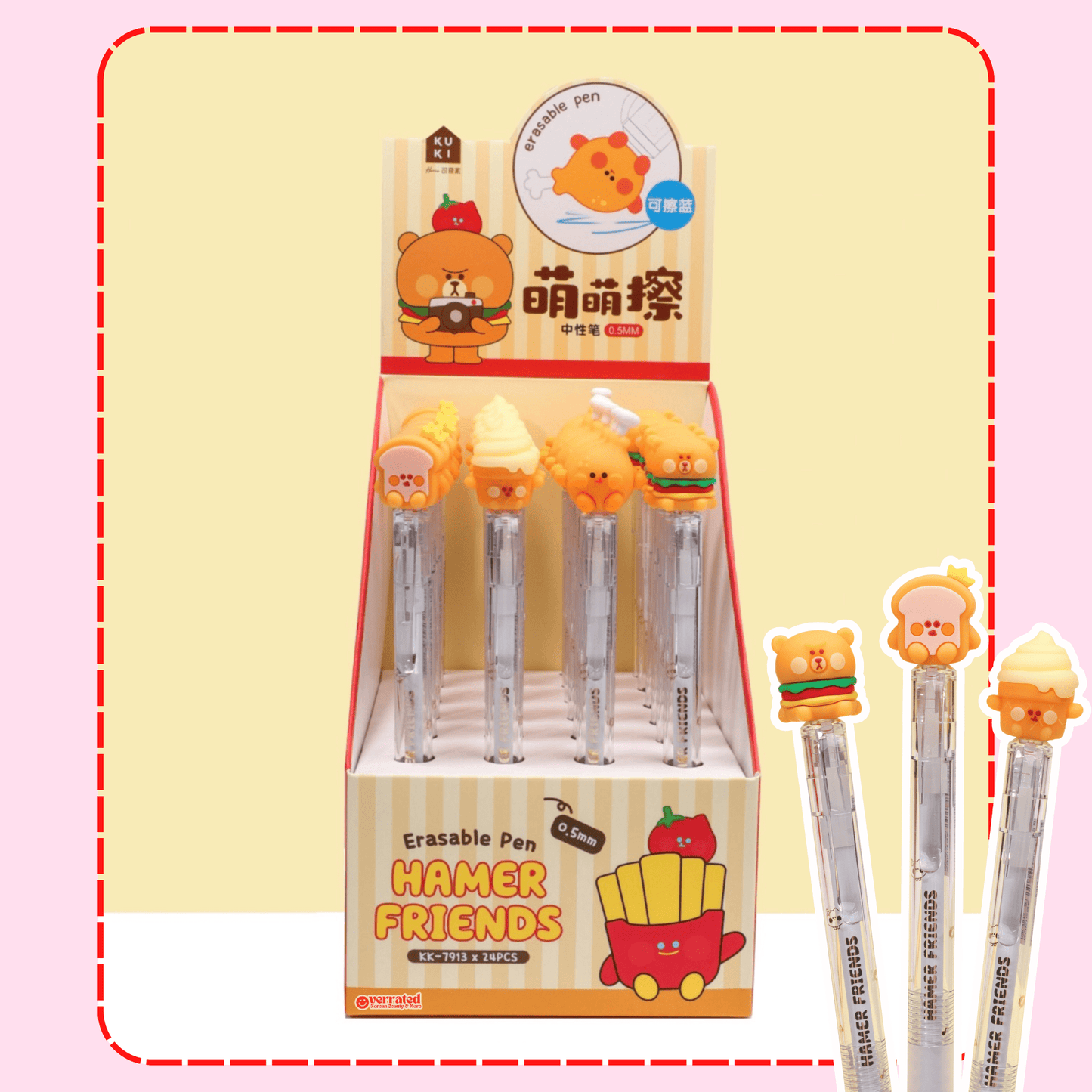 kawaii erasable gel pen food topper Hamer Friends collection - Overrated Korean Beauty & More