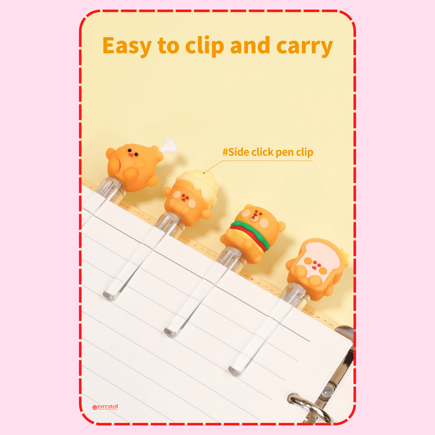 kawaii erasable gel pen burger fries ice cream topper cute writing pen - Overrated Korean Beauty & More