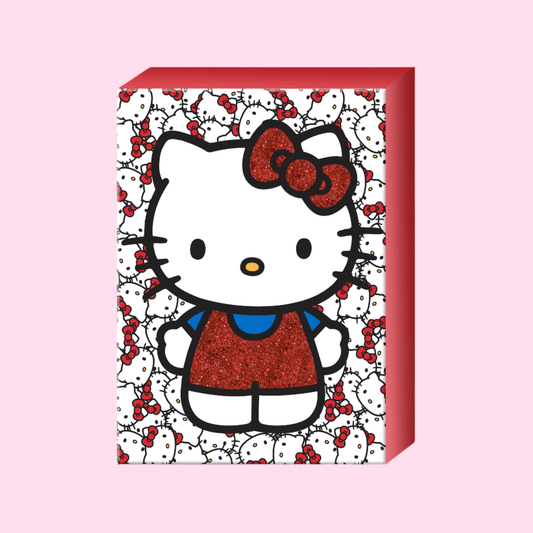 Hello Kitty Allover Faces Glitter 5" x 7" Box Sign Wall Art - OVERRATED