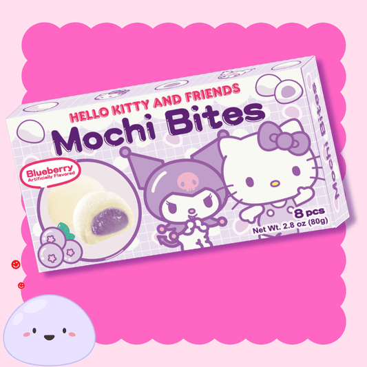 Hello Kitty blueberry mochi bites Sanrio chewy snack - Overrated Korean Beauty & More