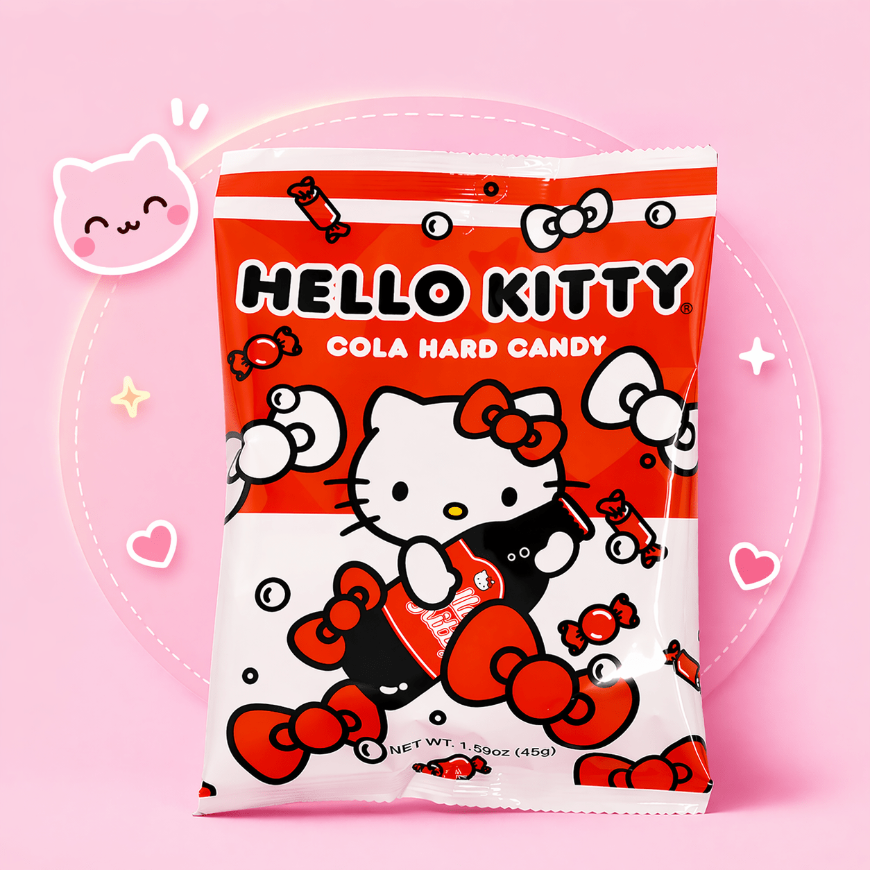 Hello Kitty cola candy imported Japanese sweet treat close-up - Overrated Korean Beauty & More