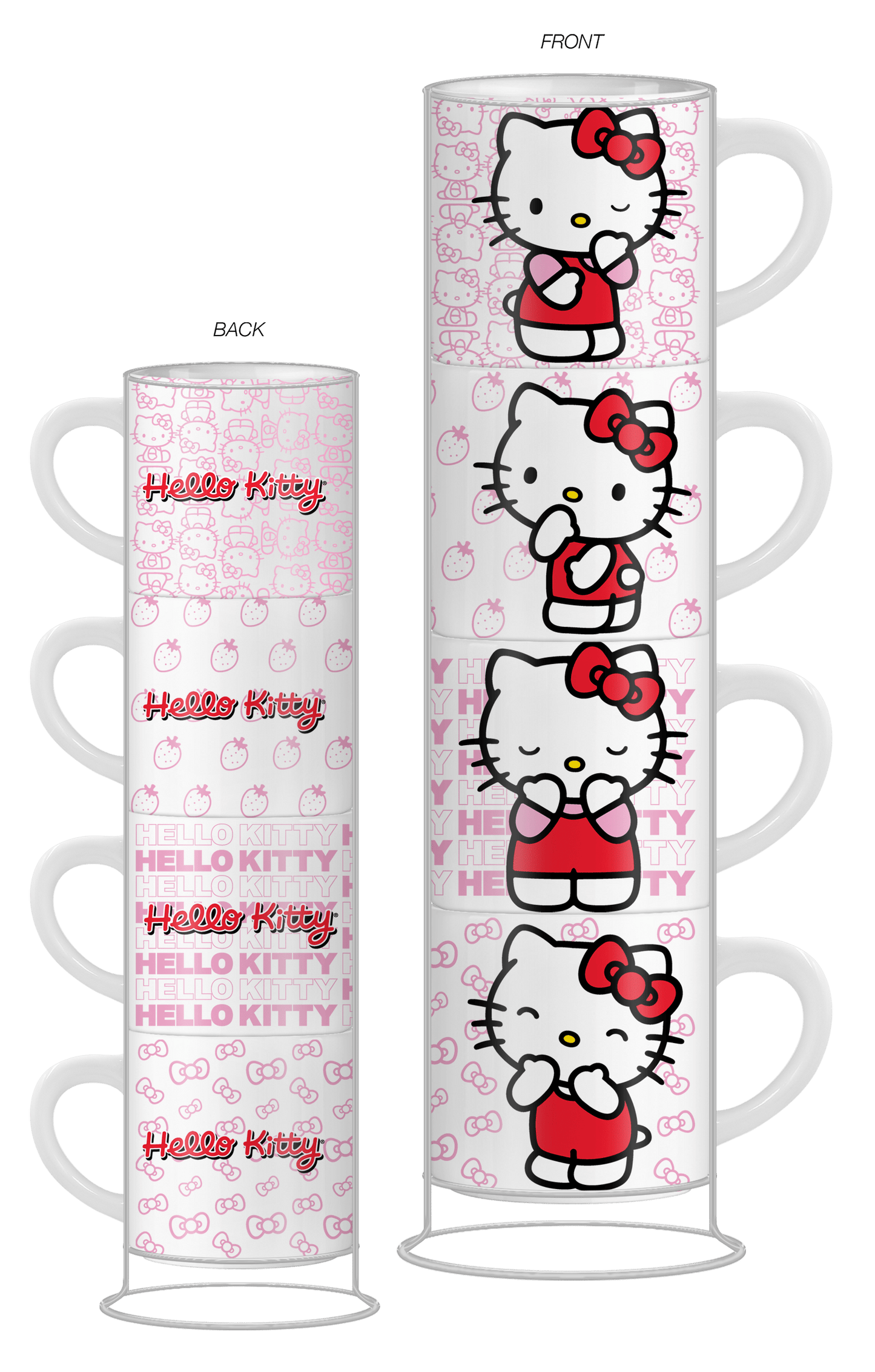 Hello Kitty Expressions Set 4pc 10oz Ceramic Mug Stack - OVERRATED