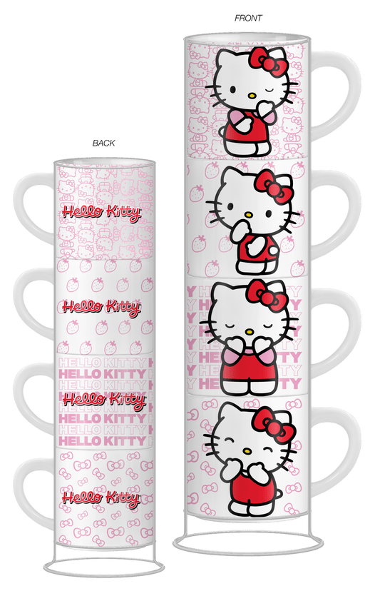 Hello Kitty Expressions Set 4pc 10oz Ceramic Mug Stack - OVERRATED