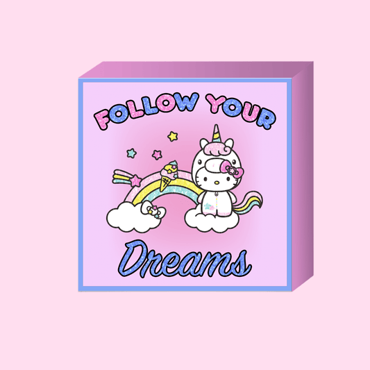 Hello Kitty Follow Your Dreams Glitter Box Wall Sign - OVERRATED