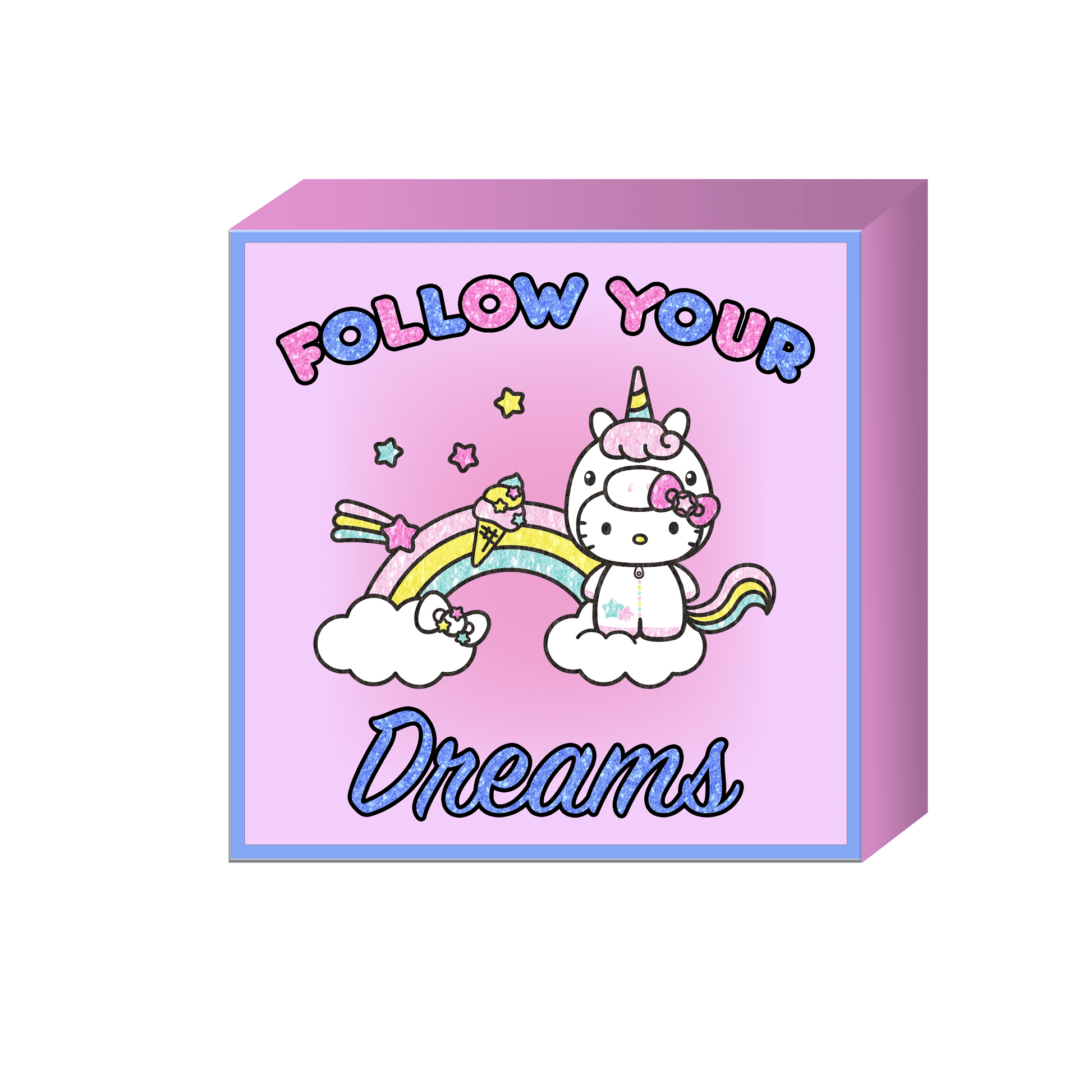 Hello Kitty Follow Your Dreams Glitter Box Wall Sign - OVERRATED