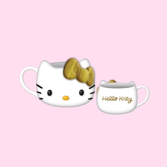 Hello Kitty Gold Bow Electroplate Ceramic 3D Sculpted Mug - OVERRATED