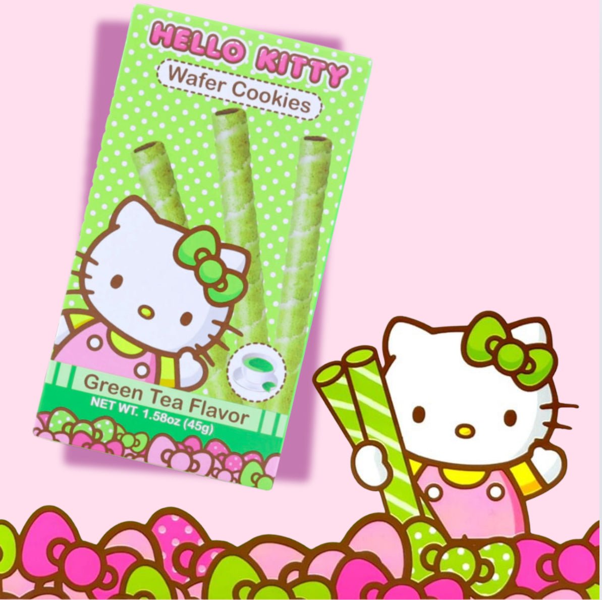 Hello Kitty Green Tea Wafer Cookies - OVERRATED