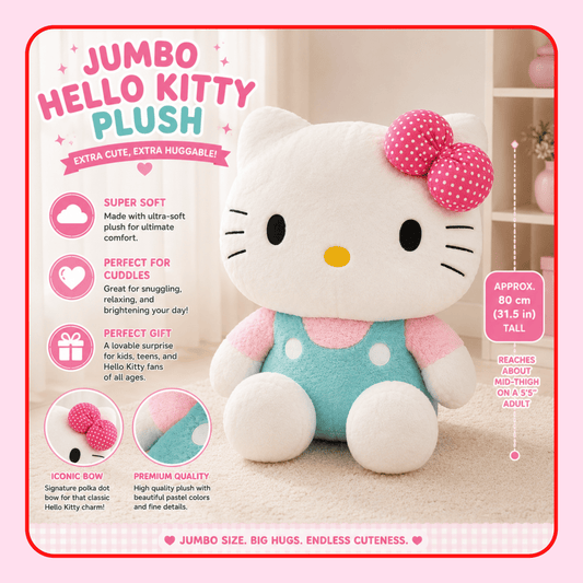 Hello Kitty Jumbo Plush – Pastel Overall Edition - OVERRATED