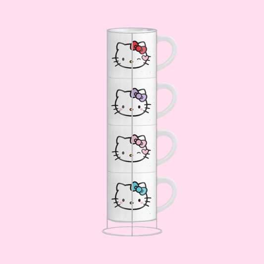 Hello Kitty Multi Faces Heart 4pc 10oz Ceramic Mug Stack - OVERRATED