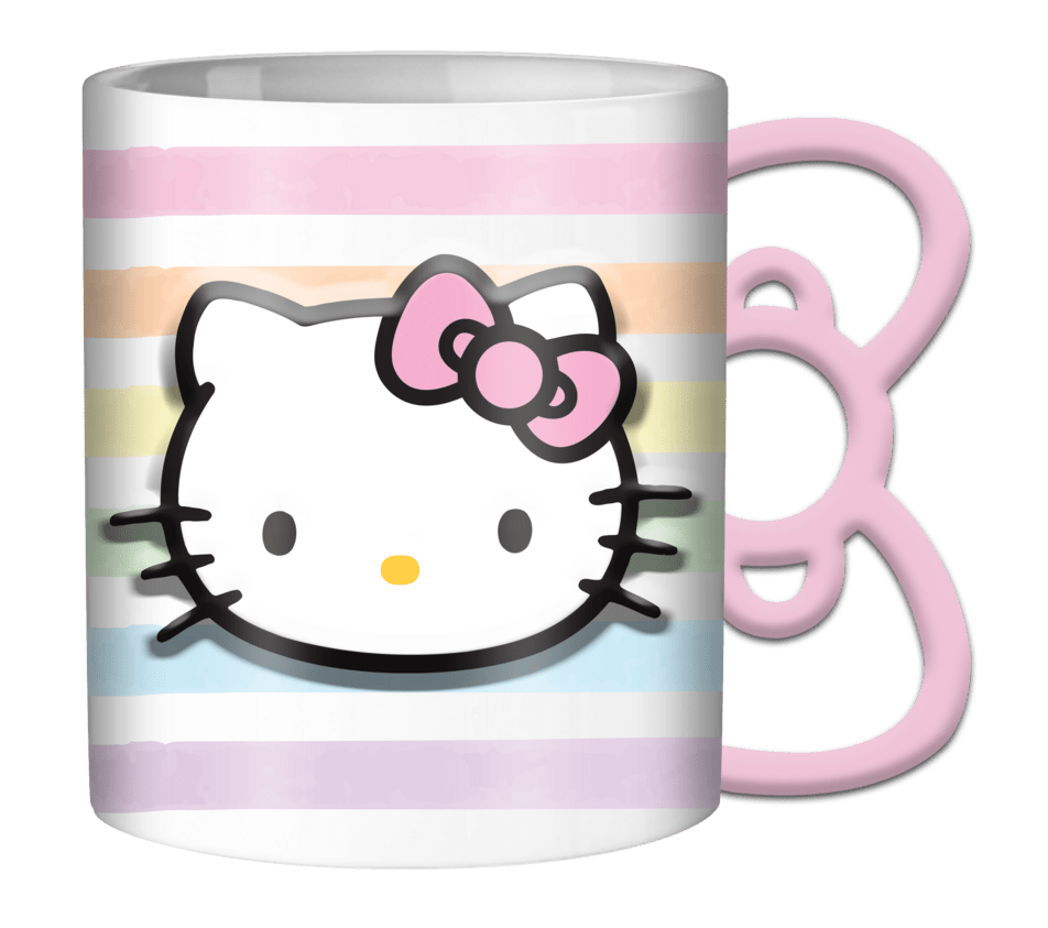 Hello Kitty Pastel Embossed 20oz Shaped Handle Ceramic Mug - OVERRATED