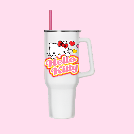 Hello Kitty Peeking Name Hearts 40oz Stainless Steel Tumbler - OVERRATED
