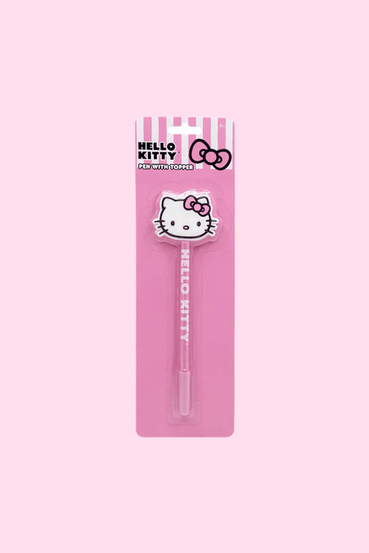 Hello Kitty pen kawaii stationery pink barrel plush topper - Overrated Korean Beauty & More