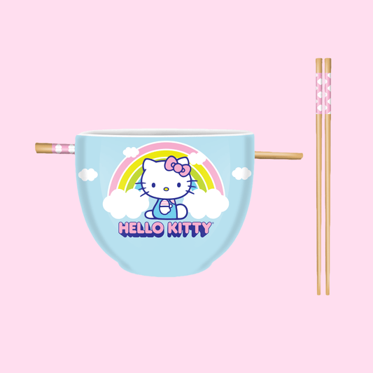 Hello Kitty Rainbow Clouds Sitting 20oz Ceramic Ramen Bowl - OVERRATED
