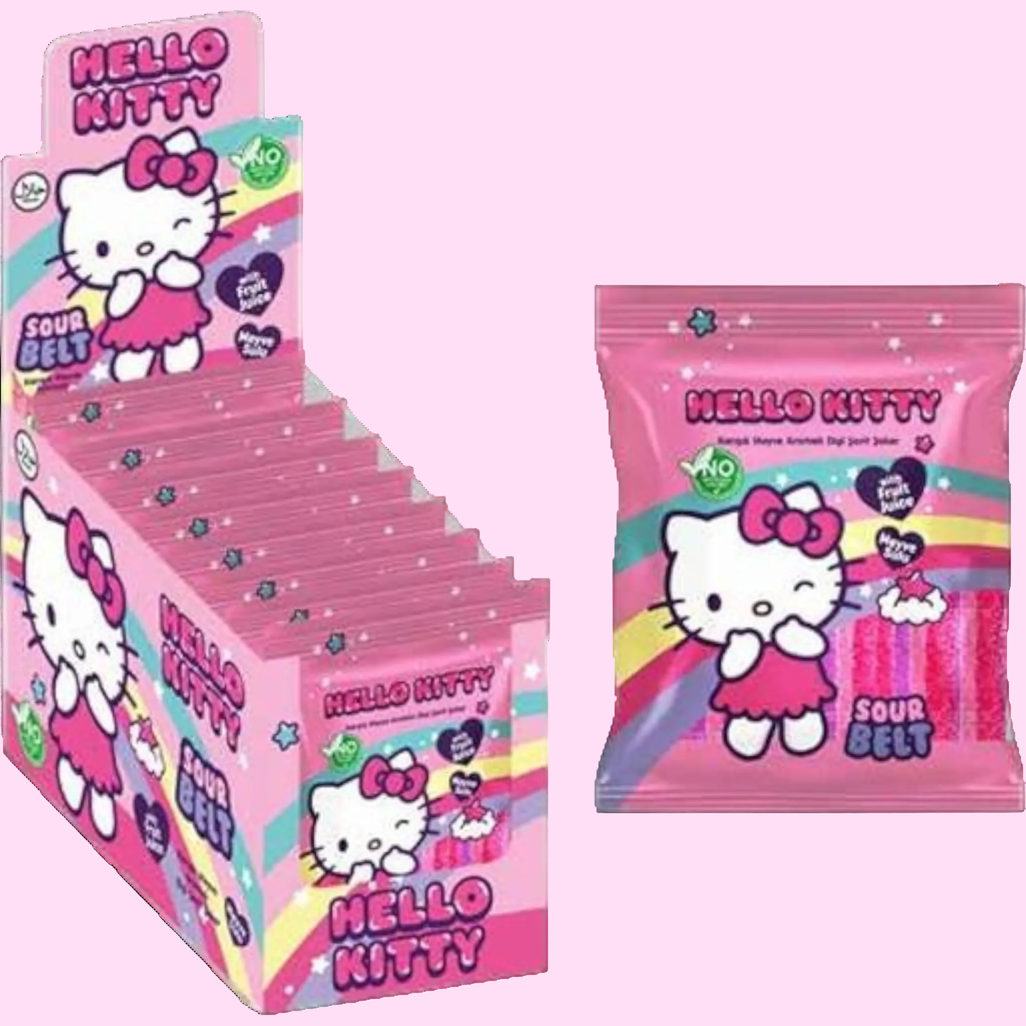 Hello Kitty sour candy rainbow sour belt Sanrio officially licensed - Overrated Korean Beauty & More