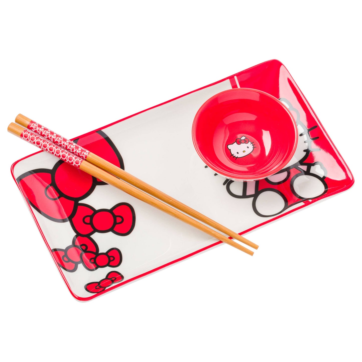 Hello Kitty Red and White Classic 3pc Ceramic Sushi Set - OVERRATED