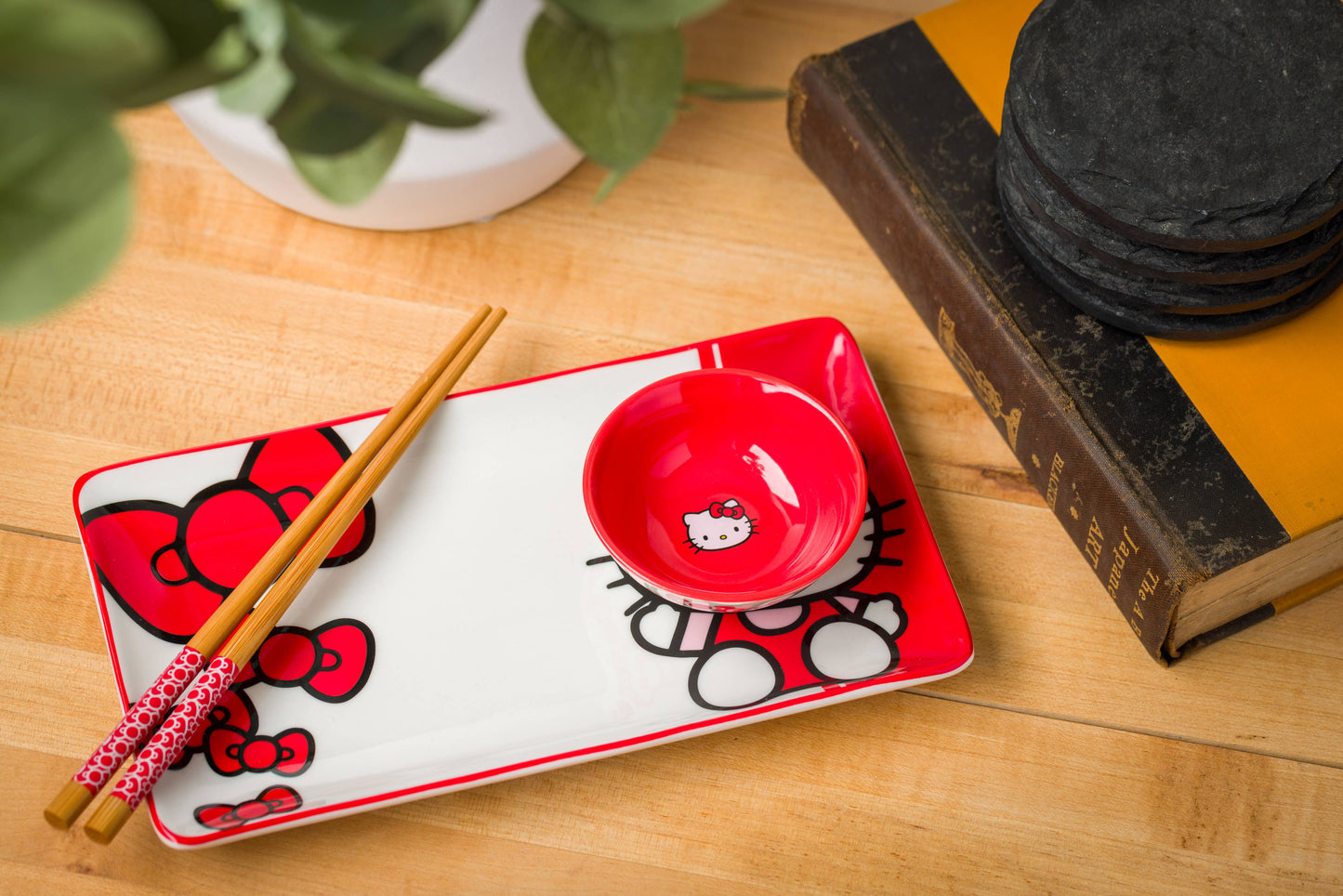 Hello Kitty Red and White Classic 3pc Ceramic Sushi Set - OVERRATED