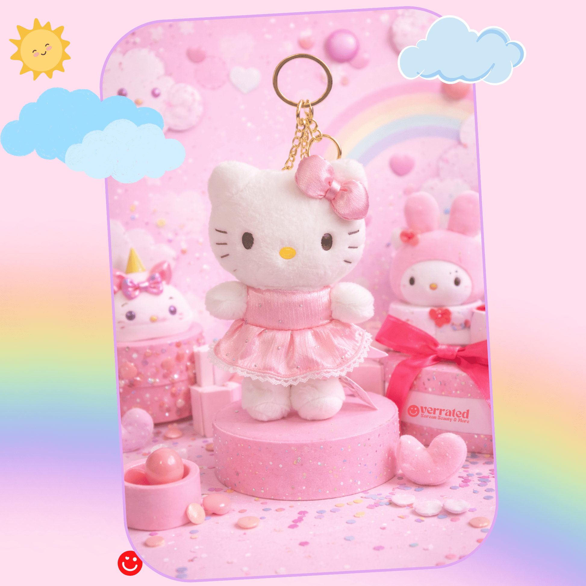 Hello Kitty Sparkle Pink Dress Plush Keychain - OVERRATED
