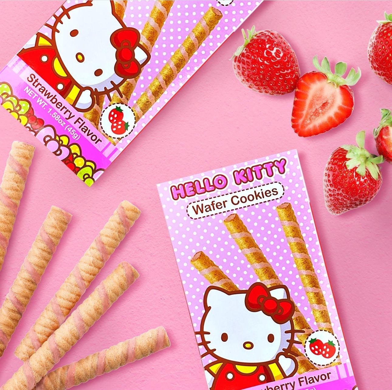 Hello Kitty Strawberry Wafer Cookies - OVERRATED