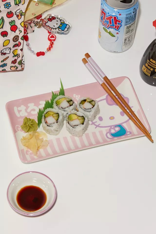 Hello Kitty Tokyo Pink Stripes Boxed 3pc Ceramic Sushi Set - OVERRATED