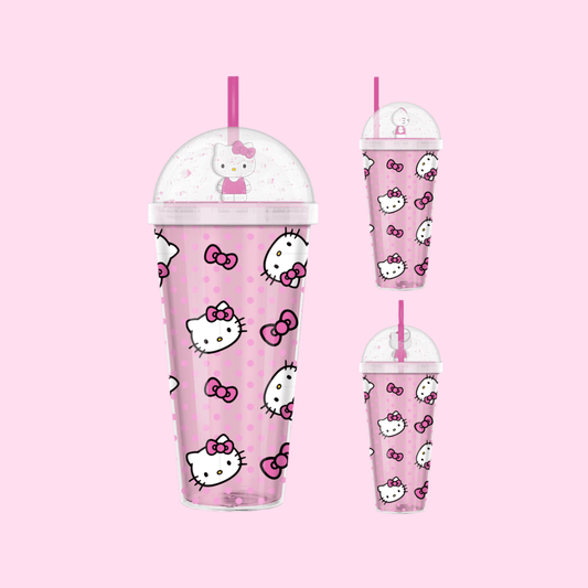 Hello Kitty Tossed Face Bows & Dots 24oz Dome Top Tumbler - OVERRATED